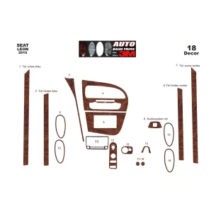 Seat Leon 01.2010 3D Interior Dashboard Trim Kit Dash Trim Dekor 18-Parts 2