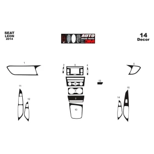 Seat Leon 01.2014 3D Interior Dashboard Trim Kit Dash Trim Dekor 14-Parts 2