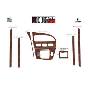 Seat Leon 1P 06.05-09.09 3D Interior Dashboard Trim Kit Dash Trim Dekor 8-Parts 2