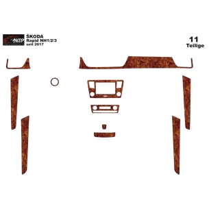 Skoda Rapid 2018 3D Interior Dashboard Trim Kit Dash Trim Dekor 11-Parts 2