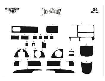 Chevrolet Tahoe 03.95-09.99 3D Interior Dashboard Trim Kit Dash Trim Dekor 24-Parts - 1 - Interior Dash Trim Kit