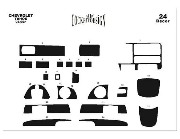 Chevrolet Tahoe 03.95-09.99 3D Interior Dashboard Trim Kit Dash Trim Dekor 24-Parts - 1 - Interior Dash Trim Kit