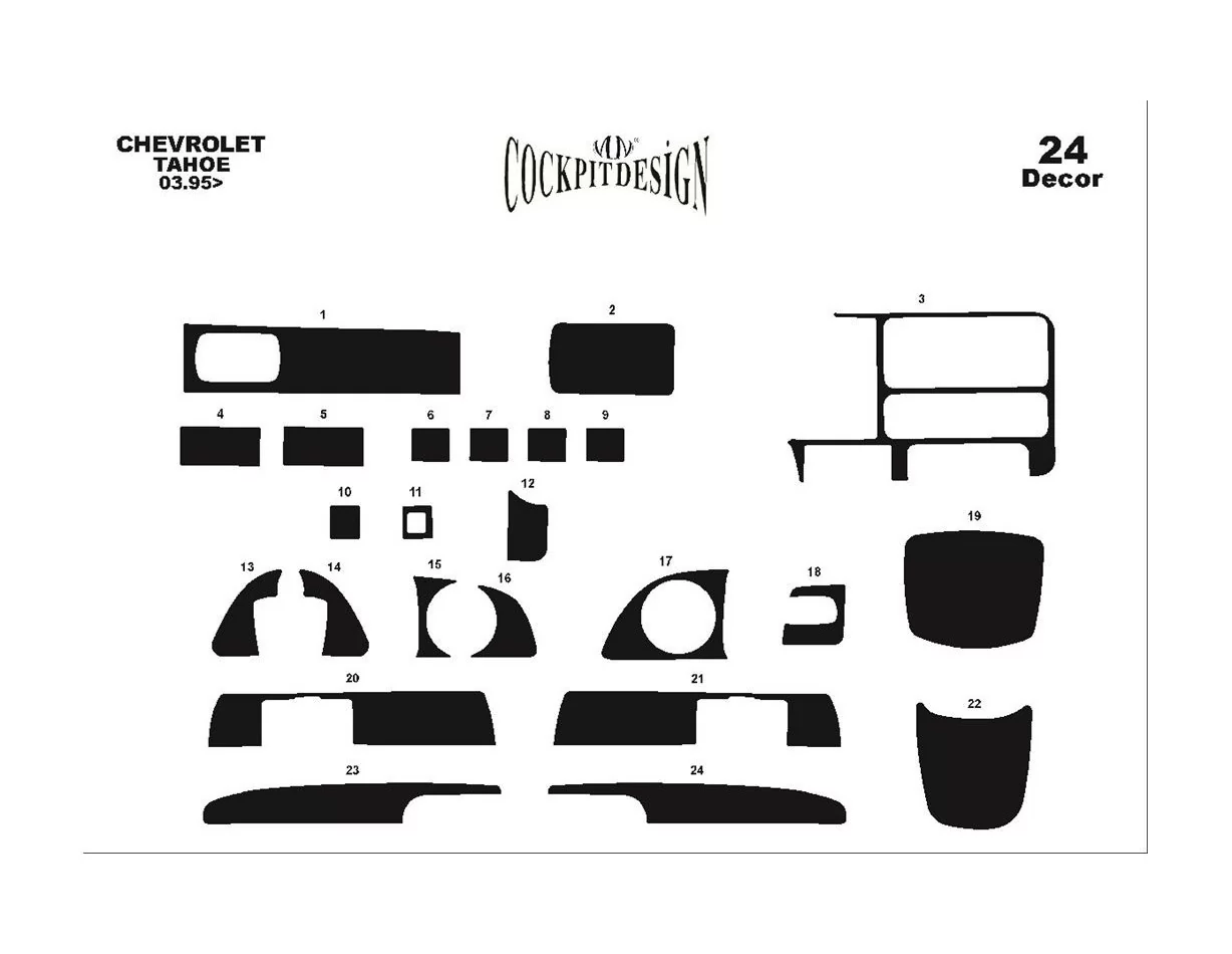 Chevrolet Tahoe 03.95-09.99 3D Interior Dashboard Trim Kit Dash Trim Dekor 24-Parts - 1 - Interior Dash Trim Kit