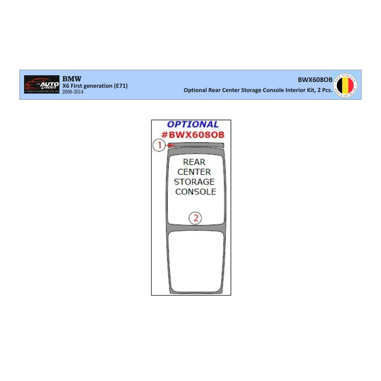 BMW X6 E71 2008-2014 3D Interior Dashboard Trim Kit Dash Trim Dekor 2-Parts