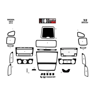 Skoda Yeti 01.2010 3D Interior Dashboard Trim Kit Dash Trim Dekor 36-Parts 2