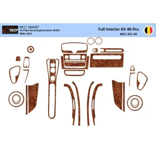 Smart Fortwo 451 2007-2015 3D Interior Dashboard Trim Kit Dash Trim Dekor 40-Parts 2