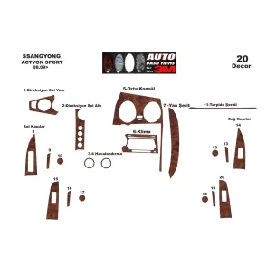 Ssangyong Actyon Sport 08.2009 3D Interior Dashboard Trim Kit Dash Trim Dekor 20-Parts 2