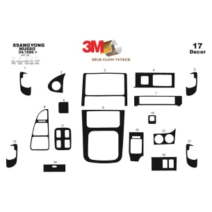 Ssangyong Musso 04.96-12.99 3D Interior Dashboard Trim Kit Dash Trim Dekor 17-Parts 2