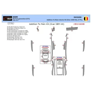 BMW X6 E71 2008-2014 3D Interior Dashboard Trim Kit Dash Trim Dekor 27-Parts 2