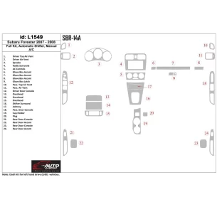 Subaru Forester 2007-2008 Full Set, Automatic Gear, Automatic AC Interior BD Dash Trim Kit 2