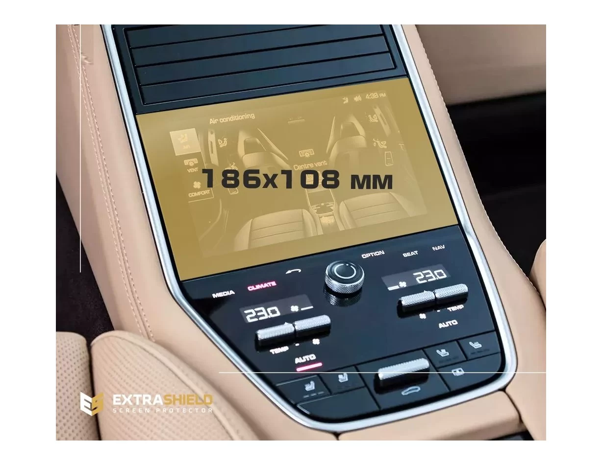 Porsche Panamera II 2017 - Present Rear Climate-Control 10,5" ExtraShield Screeen Protector - 1 - Interior Dash Trim Kit