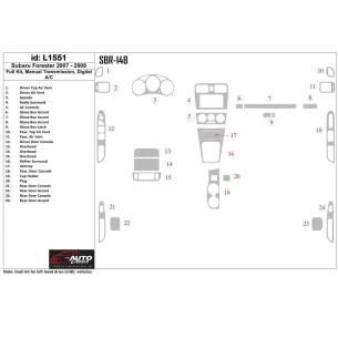 Subaru Forester 2007-2008 Full Set, Automatic Gear, Manual Gearbox AC Interior BD Dash Trim Kit 2