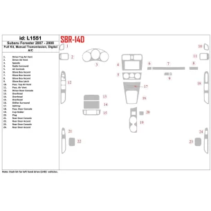 Subaru Forester 2007-2008 Full Set, Manual Gear Box, Automatic AC Interior BD Dash Trim Kit 2