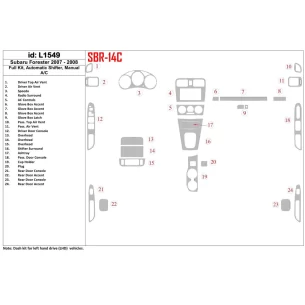 Subaru Forester 2007-2008 Full Set, Manual Gear Box, Manual Gearbox AC Interior BD Dash Trim Kit 2