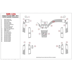 Subaru Forester 2009-UP Full Set, Automatic Gear Interior BD Dash Trim Kit 2