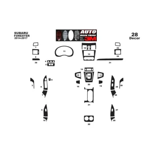 Subaru Forester 2014-2017 3D Interior Dashboard Trim Kit Dash Trim Dekor 28-Parts 2