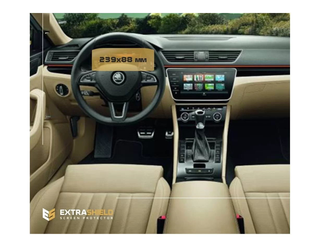 Skoda Superb (B8) 2015 - Present Digital Speedometer LCD-Digi 10,25" ExtraShield Screeen Protector - 1 - Interior Dash Trim Kit