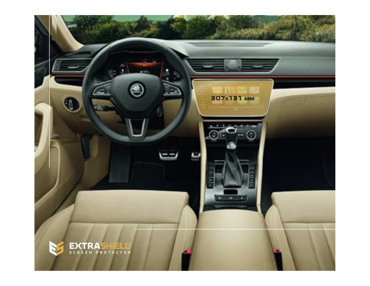 Skoda Superb (B8) 2015 - Present Multimedia Columbus 9,2" ExtraShield Screeen Protector - 1 - Interior Dash Trim Kit