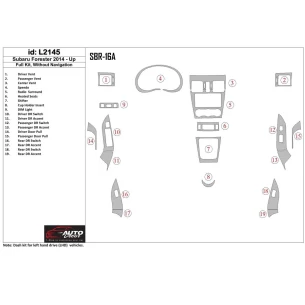 Subaru Forester 2014-UP Full Set, With NAVI Interior BD Dash Trim Kit 2