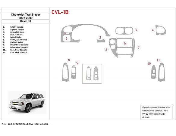 Chevrolet Trail Blazer 2002-UP Basic Set Interior BD Dash Trim Kit - 1 - Interior Dash Trim Kit