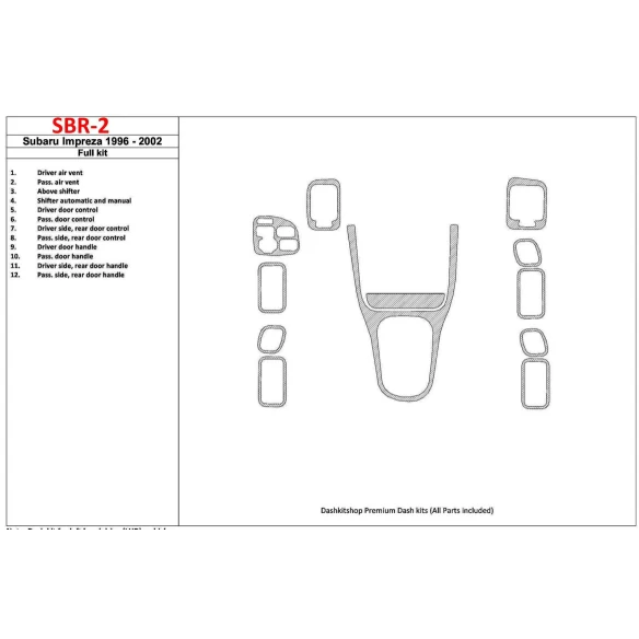 Subaru Impreza 1996-2001 Full Set Interior BD Dash Trim Kit