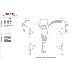 Subaru Impreza 2009-UP Full Set, Automatic Gear Type 2 Interior BD Dash Trim Kit 2