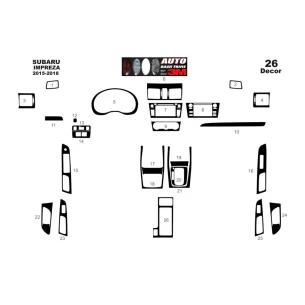 Subaru Impreza G5 2015-2018 3D Interior Dashboard Trim Kit Dash Trim Dekor 26-Parts 2