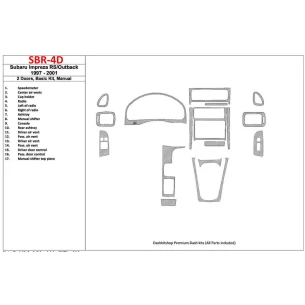 Subaru Impreza RS 1997-UP 2 Doors, Manual Gearbox, Basic Set, 17 Parts set Interior BD Dash Trim Kit 2