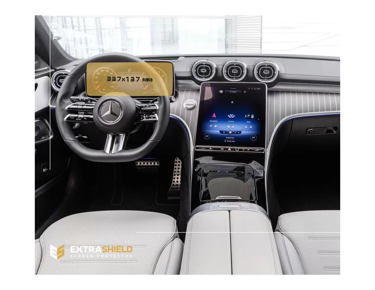 Mercedes-Benz C-class (S206/W206) 2021 - Present Color multifunction display 10.25" ExtraShield Screeen Protector - 1 - Interior