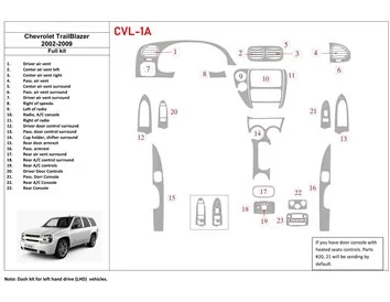 Chevrolet Trail Blazer 2002-UP Full Set Interior BD Dash Trim Kit - 1 - Interior Dash Trim Kit