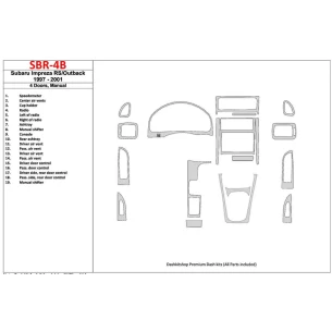 Subaru Impreza RS 1997-UP 4 Doors, Manual Gearbox, 19 Parts set Interior BD Dash Trim Kit 2