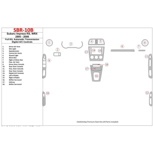Subaru Impreza WRX 2005-2008 Full Set, Automatic Gear, Automatic AC Control Interior BD Dash Trim Kit 2