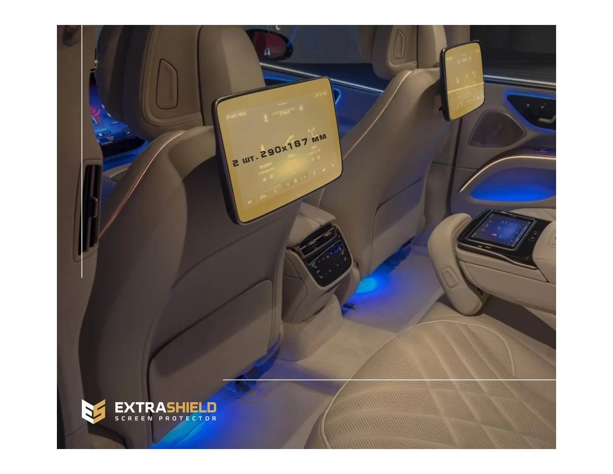 Mercedes-Benz EQS 2020 - Present Passenger monitors (2pcs,) 10,2" ExtraShield Screeen Protector - 1 - Interior Dash Trim Kit