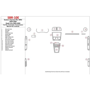 Subaru Impreza WRX 2005-2008 Full Set, Automatic Gear, Manual Gearbox AC Control Interior BD Dash Trim Kit 2