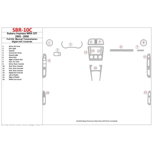 Subaru Impreza WRX 2005-2008 Full Set, Manual Gear Box, Automatic AC Control Interior BD Dash Trim Kit