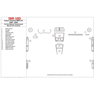 Subaru Impreza WRX 2005-2008 Full Set, Manual Gear Box, Manual Gearbox AC Control Interior BD Dash Trim Kit 2
