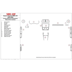 Subaru Impreza WRX 2005-2008 Full Set, Manual Gear Box, Manual Gearbox AC Control Interior BD Dash Trim Kit