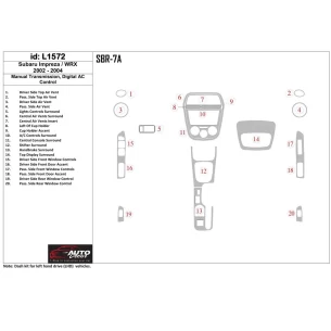 Subaru Impreza/WRX 2002-2004 Manual Gear Box, Automatic AC Control Interior BD Dash Trim Kit
