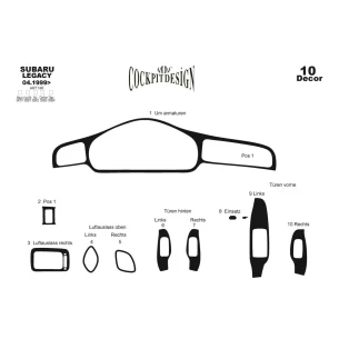 Subaru Legacy 04.99-12.04 3D Interior Dashboard Trim Kit Dash Trim Dekor 10-Parts 2