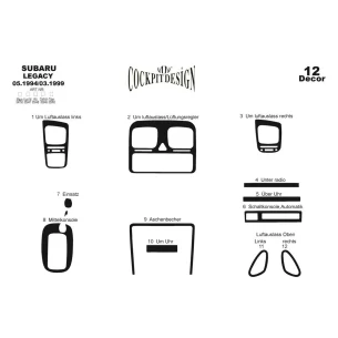 Subaru Legacy 05.94-03.99 3D Interior Dashboard Trim Kit Dash Trim Dekor 12-Parts 2