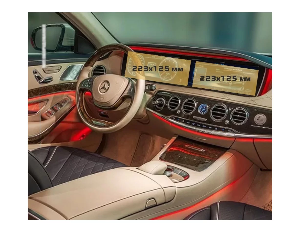 Mercedes-Benz S-class Pre-facelift (W222/C217/X222/A217) 2013 - 2017 Passenger monitors (2pcs,) ExtraShield Screeen Protector - 