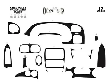Chevrolet Trailblazer 01.2002 3D Interior Dashboard Trim Kit Dash Trim Dekor 13-Parts - 1 - Interior Dash Trim Kit