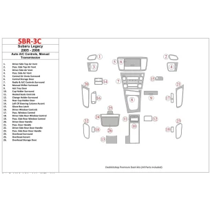 Subaru Legacy 2005-2006 Auto AC Control, Manual Gear Box Interior BD Dash Trim Kit 2
