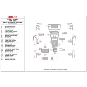 Subaru Legacy 2005-2006 Manual Gearbox AC Control, Automatic Gear Interior BD Dash Trim Kit 2