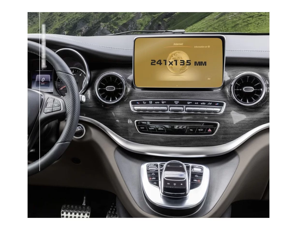 Mercedes-Benz V-class (W447) 2019 - Present Multimedia ExtraShield Screeen Protector - 1 - Interior Dash Trim Kit