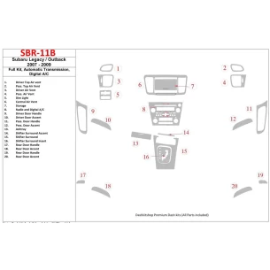 Subaru Legacy 2007-2009 Full Set, Automatic Gear, Automatic AC Interior BD Dash Trim Kit 2