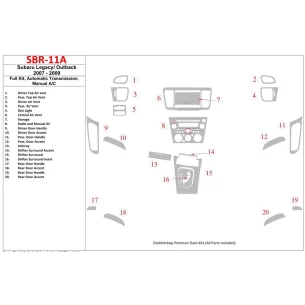 Subaru Legacy 2007-2009 Full Set, Automatic Gear, Manual Gearbox AC Interior BD Dash Trim Kit 2
