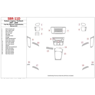 Subaru Legacy 2007-2009 Full Set, Manual Gear Box, Manual Gearbox AC Interior BD Dash Trim Kit 2