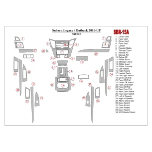 Subaru Legacy 2010-2014 3D Interior Dashboard Trim Kit Dash Trim Dekor 47-Parts 2