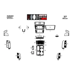Subaru Legacy 2015-2017 3D Interior Dashboard Trim Kit Dash Trim Dekor 37-Parts 2